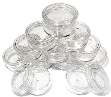 12 Small Clear Round Travel Sample Jar Pots 5ml Empty Plastic Cosmetic Jars with lids, Clear Round Mini Portable Cosmetic Containers for Creams Lotion Eye Shadow Makeup Glitter Storage