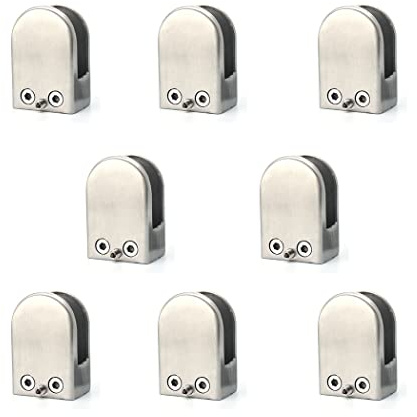 Collier de Fixation Verre Inox 304 - Support à Bec de Poisson sans Perçage pour Garde-Corps d'Escalier, Fixation Invisible pour Vitrage (Lot de 8) (5-8 mm)