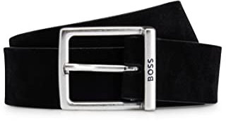 BOSS Hommes Rudy-Sd Sz35 Ceinture en cuir suédé avec boucle carrée à logo gravé