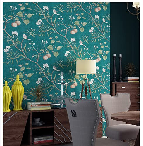 Tapeten Retro Dunkelgrün Fototapete Moderne Tapete Wanddeko Vliestapete Wohnzimmer Schlafzimmer Selbstklebende Tapete TV Hintergrund Wallpaper53x500cm(Breite x Höhe)