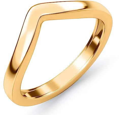 TJC Wishbone Ring for Women 925 Sterling Silver 2mm V Shape Stackable Ring, Promise Wedding Band Ring with 18K Vermeil Yellow Gold Plating, Ladies Jewellery Gift Ring Size N