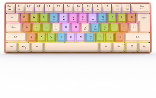 Cuifati Tastiera da Gioco per Ragazza, Tastiera a Colori al 60 percento Tastiera Carina con RGB, Tastiera Meccanica cablata per Ufficio da Gioco Albicocca