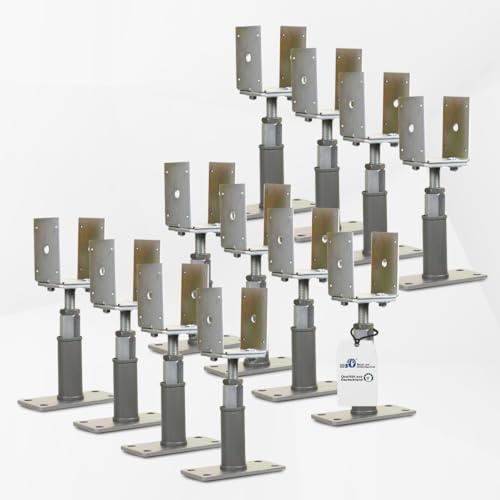 BB STANZ Pfostenträger Bodenplatte 160 x 80 x 6 mm (12 Stück) Stützfuß Bodenfuß Betonfuß höhenverstellbar verstellbar mit Lasche Trägerplatte 80 x 80 x 6 mm