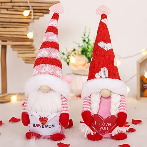 2 Stück Zwerg Wichtel Figuren Geschenk für Mama, Muttertag Wichtel Figuren Frühling Plüsch Zwerg Dekorationen Muttertag Deko Wichtel Zwerg Puppe Muttertag Dekorationen Geschenk für Mama