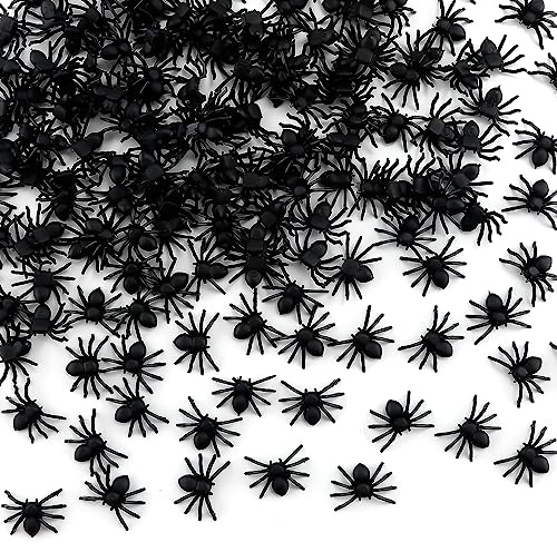 150pcs Realistic Spider Halloween Decoration, Plastic Mini Spider Web Outdoor Black Realistic Scary Spider Prank Halloween Haunted House Decorations for Halloween Parties Fool's Day