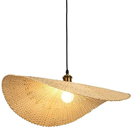 Éclairage d'îlot de cuisine Bambou Chapeau de Paille Suspension Lumière Lustre en Bambou Vintage Lumière Pendentif Éclairage pour Cuisine Ferme Rotin Tissé Celling Lampe Suspendue Made in China