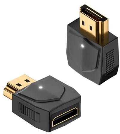 QIANRENON HDMI auf Mini HDMI 8K Adapter Konverter UHD2.1 HDMI Stecker auf Mini HDMI Buchse Vergoldeter Anschluss 8K@60Hz/4K@120Hz, LED Licht, für Laptop HDTV Monitore Projektoren Digitalkamera, 2Pcs