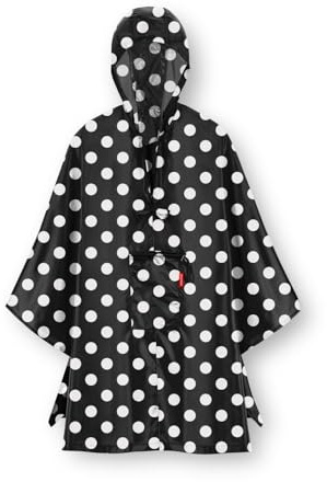 reisenthel mini maxi poncho dots white – Klein verpackter Regencape aus hochwertigem Polyestergewebe – Ansprechendes Design mit weiter Kragenöffnung