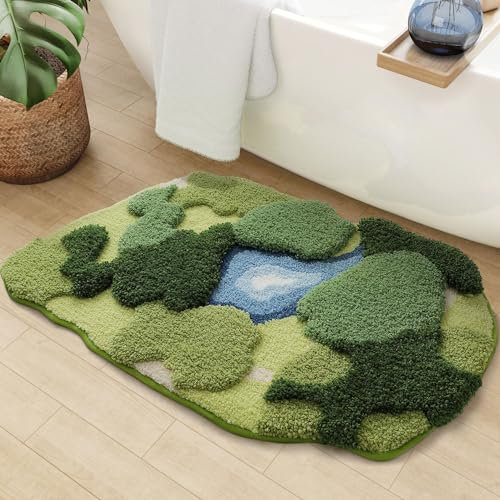 DEXI Badezimmerteppich 50 x 80 cm, Absorbierende weicher Badematte rutschfeste, Mikrofaser Badvorleger für Dusche, Badewanne und Waschbecken