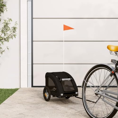 LAPOOH Fahrradanhänger Hunde Schwarz Oxford-Gewebe und Eisen, Fahrrad Anhänger, Lastenanhänger, Handwagen, Fahrrad-lastenanhänger, Lastenfahrrad 93954