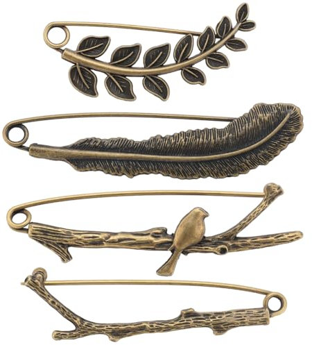 SUNNYCLUE 1 Box 8 Stück Vintage Anstecknadeln Antike Bronze Anstecknadel Sicherheitsbrosche Große Blatt Anstecknadel Feder Vogelzweig Ansteckbrosche Für Männer Und Frauen Mäntel Jacken Hüte Taschen De