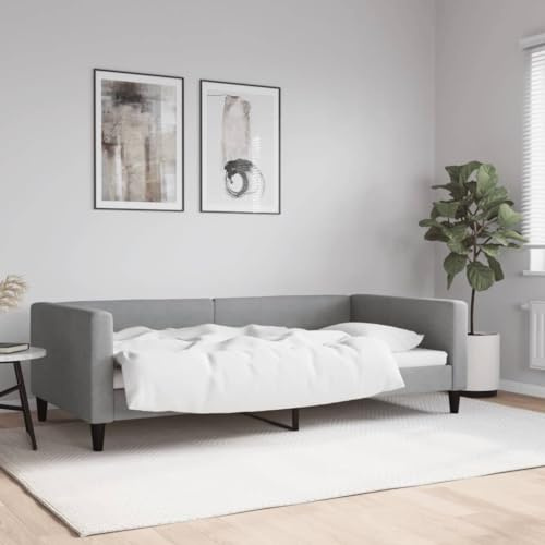 CKioict Palettenbett Modernes Bettgestell Jugendbett Tagesbett Hellgrau 100x200 cm StoffGeeignet für Gästezimmer, B&Bs, Schlafzimmer