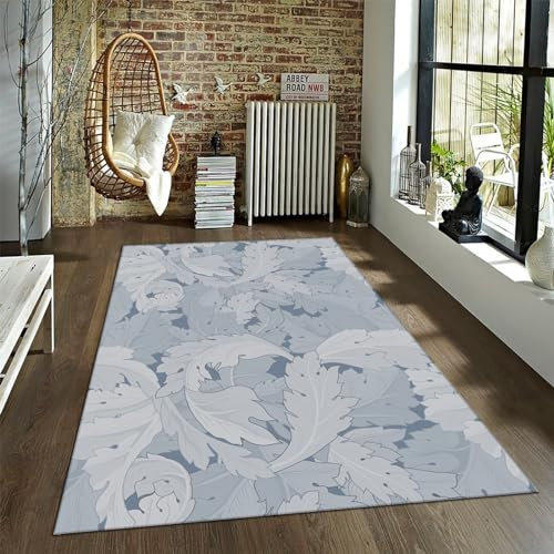 William Morris Stil Teppich Pflanzenblätter Teppich Kunstwerk Thema Teppich für Schlafzimmer Wohnzimmer Dekorieren Kunstliebhaber Geschenk Teppich Blauer Rutschfester Bereich Teppich 180x275cm