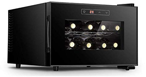 Suuim Enfriador de Vino Independiente para 12 Botellas Mini gabinete para vinos de Temperatura Constante Dos Capas de Vidrio Templado Que protegen los Rayos UV Que evitan Que los Rayos UV dañen