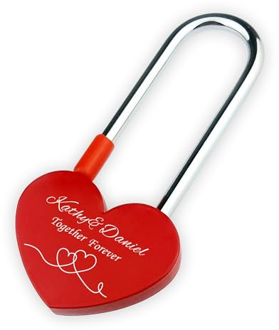 Personalised Padlock Engraved Lock Personalised Padlock for Bridge Love Locks Padlocks for Her Him Girls Couples Lover Custom Gifts for Valentine Day Anniversary Wedding Trip Travel (Design 2)