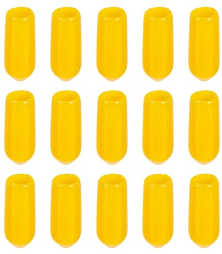 Rebower 200 Stück PVC Endkappen, 5mm ID Abdeckkappen, Rund PVC Stopfen, Schutzkappen für Schrauben, Gewindebolzen, Möbelfüße, Zaunpfosten, Drahtseile, Rohr, Gelb
