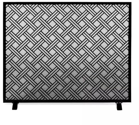 GTPBAO Funkenschutzgitter Kaminschirm Einteilig Flach mit Stützfüßen, Funkenschutz für Innen- und Außenbereich, für Holzofen, 104×88cm(Black)