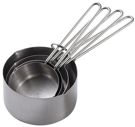 duoyif Misurino Measuring Tazze, 4 Pezzi Misurino In Acciaio Inossidabile, 250ml 125ml 80ml 60ml Misurino Con Porta Shunt, Misurino Ml Per Cottura Polvere Spezie e Caffè (cups)