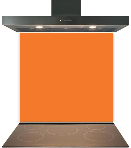 C2G Coloured Toughened Glass Splashback for Kitchen, Tempered Heat-Resistant Glass Splashbacks with Polished Edges for Cooker and Hob Backsplash (Orange, 60 x 60cm)