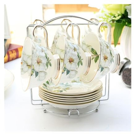 guiling-1986 Coffee Mug Light Luxury Bone China Coffee Cup Set Home Tea Set Personalized Creative Ceramic Tea Cup 6 Sets Mug Cup
