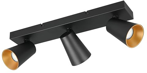 Trio Leuchten Focos de pared SHARP 817100332, metal negro mate, tapa dorada/negra, excepto 3x GU10
