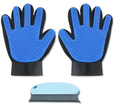 TYXHXTF 1 Paar Haustier Fellpflegehandschuh, Tierhaarentfernerbürste, Tierhaarentferner Handschuh für Hunde und Katzen, für Deshedding, Baden und Massieren, Perfekt für Kurzes und Langes Fell