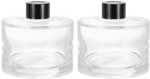 sourcing map 2pcs 250ml/8.5oz Empty Glass Diffuser Bottle 3.5 x 3.6 Refillable Fragrance Accessories Aromatherapy Jar Container for Replacement Reed Diffuser DIY Home Bathroom Transparent