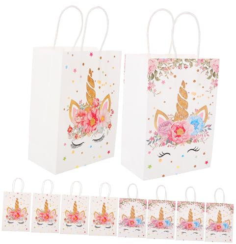 OKUMEYR 20stücke Kraftpapier Tragetaschen Mit Griffen Geburtstagstüten Für Kinderpartys Kleine Süßigkeiten Unikate Designs Für Feiern Und Anlässe