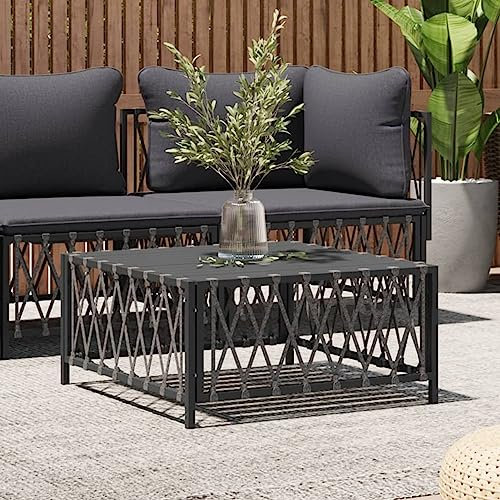 Xichuzi Gartentisch Anthrazit 70x70x34 cm Gewebe Terrassentisch, Esstisch Garten, Balkontisch, Gartenesstisch, Gartenmöbel, Partytisch, 364145
