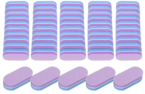 sourcing map 50pcs Mini Nail Buffers, 100/180 Grit Nail Sanding Blocks, Nail Buffing Polishing Blocks Professional Nail Polisher Set for Acrylic and Natural Nails, Blue Purple