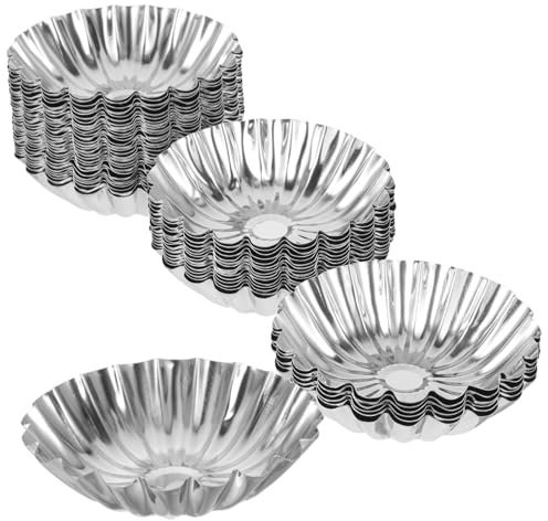 HOLIDYOYO 50pezzi Per Tart Inossidabile Molds Non-stick Per Pudding e Tart Per Dolci e Dessert Casa Confezione