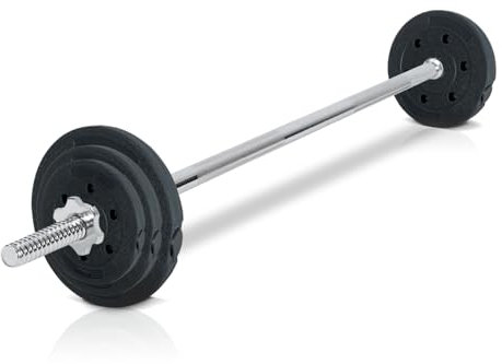 wuuhoo® Langhantelstange & Hantelscheiben im Set Marcel 2.0, 26kg-60kg, Hantelstange 30mm, Stahl verchromte Hantel, Zement Hantelscheiben 30mm, 120cm-200cm 50kg | 150 cm
