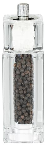 Grunwerg Gmill 13.5cm, Acrylic Combination Pepper Mill & Salt Shaker, Square