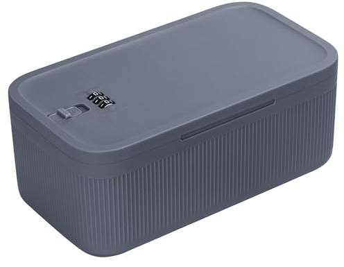HIKENRI låsbar förvaringsbox, medicinförvaringsbox, kylskåpslåda för kök/hem/skola/kyl/personlig/resor/kontor/mobiltelefon (grå)