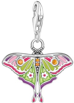THOMAS SABO Charm-Anhänger bunter Nachtfalter Silber Recyceltes 925 Silber, Geschw., Kaltemail