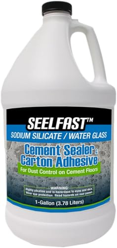 Seelfast™ Cement and Concrete Sealer - 1 Gallon 100% Sodium Silicate/Water Glass - Versatile Sealer for Floors, Basements | Water-Repellent Finish | Multi-Use Adhesive | Non-Toxic | Made in USA