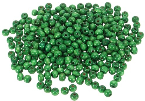 QUARKZMAN 1000 Stück Holzperlen, 7mm bunte runde Holzperlen Unvollendete Holzdekoperlen Lose Perlen Holzabstandshalterperlen für Heimdekoration DIY Basteln Halskette Armband, Grasgrün