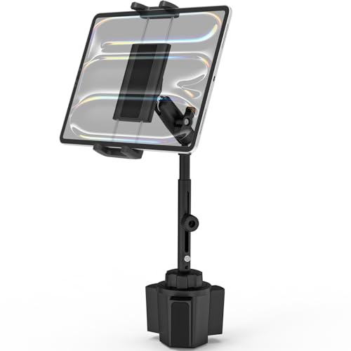 LYFPOOM Supporto per tablet in metallo per auto [con braccio telescopico da 60 mm), supporto per tablet auto, tablet e bevande, per cellulare e tablet, iPad Pro/Air/Mini, iPhone