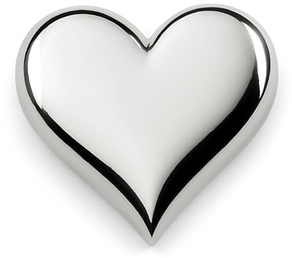 Silver Heart Pin | Women's Clothing Brooch | 3D Metal | Original Mother's Day Gift | French Pin | Valentine's Day Fashion Accessory | Costume Heart Jewellery for Jacket or Bag