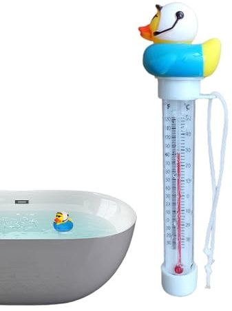 Schwimmendes Pool-Thermometer, Schwimmbad-Thermometer Mit Kabel, Cartoon-Ente Wassertemperatur-Messgerät Leicht Zu Lesen, Schwimmbad-Thermograph Messgerät Für Schwimmbäder Spas Aquarien Fischteiche Ei