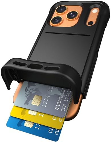 Scooch for iPhone 17 Pro Max Case with Card Holder, Wingmate Wallet Case with Hidden Card Slot and RFID Protection, Holds 3 to 4 Cards, 10-Foot Drop Protection, Black
