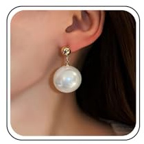 Cybche Boucles D'oreilles Pendantes Perles Mariage Boucles D'oreilles Perles Blanches Minimaliste Grosses Boules Rondes Boucle D'oreille Clous D'oreille Bijoux Pour Femmes