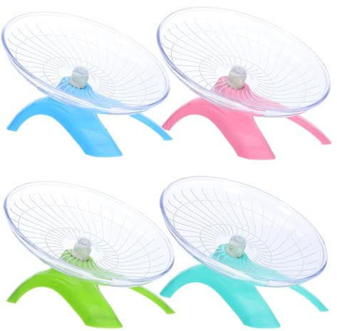 Milisten 4 Ruedas para hámster Enano: platillos voladores silenciosos para Ejercicio en jaulas y Interiores, Disco Giratorio silencioso para Correr, Juguete de Entrenamiento para Ratones, jerbos y