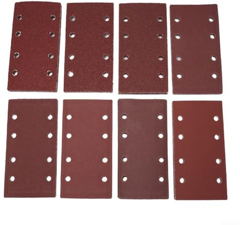 Yuanpgky 80 hojas de papel de lija para lijadora MultiFor de 93 x 185 mm con diseño de 8 agujeros para control de polvo y grano de grueso a fino para uso en superficie
