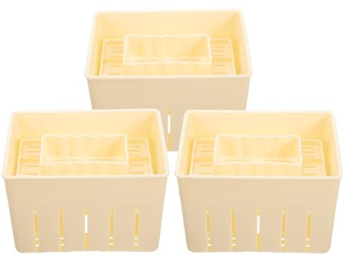 EPIGEIST Set 3 Stampi per Tofu e Formaggio Domestici Plastica Sicura Dimensioni Compatte 140X105X95 MM Pressa Pratica per Produzione e Preparazione Tofu Fatta in Casa