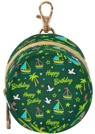 Étui à tétine avec fermeture éclair et clip pour porte-monnaie Motif mouettes Vert foncé