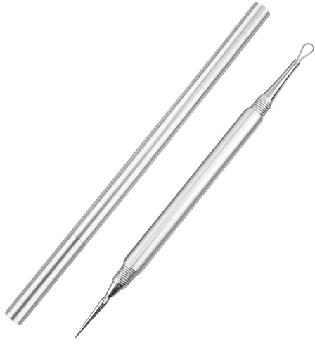 Herramienta para Extirpación de Espinillas, Extractor de Puntos Negros y Miliums, Removedor de Comedones de Acero Inoxidable, Portátil e Higiénico para Cuidado Facial (Plateado)