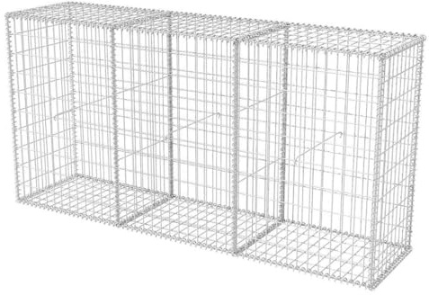 Nqyjm Garden Mesh Fence Gabion Basket Galvanised Steel 200 x 50 x 100 cm, Gabion Wall Stone Cages for Outdoor Patio Lawn Decorative
