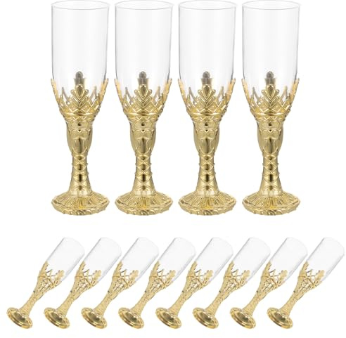 STOBAZA 12 Copas de Vino de Plástico Doradas, Cáliz Medieval Decorativo para Comunión, Bodas y Fiestas Religiosas, Vaso para Beber Vintage, Tazas Decorativas de Iglesia, Set 12