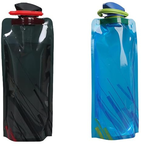 Genérico 2PCS Botella De Agua Plegable, 700ML Botella de Agua Plegable Reutilizables Botellas Viaje Plegables de Agua